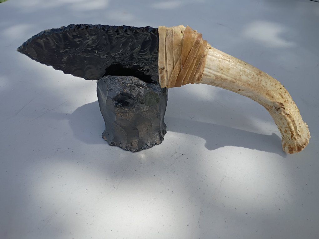 Handcrafted Obsidian knife with Display Stand