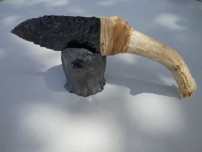 Handcrafted Obsidian knife with Display Stand