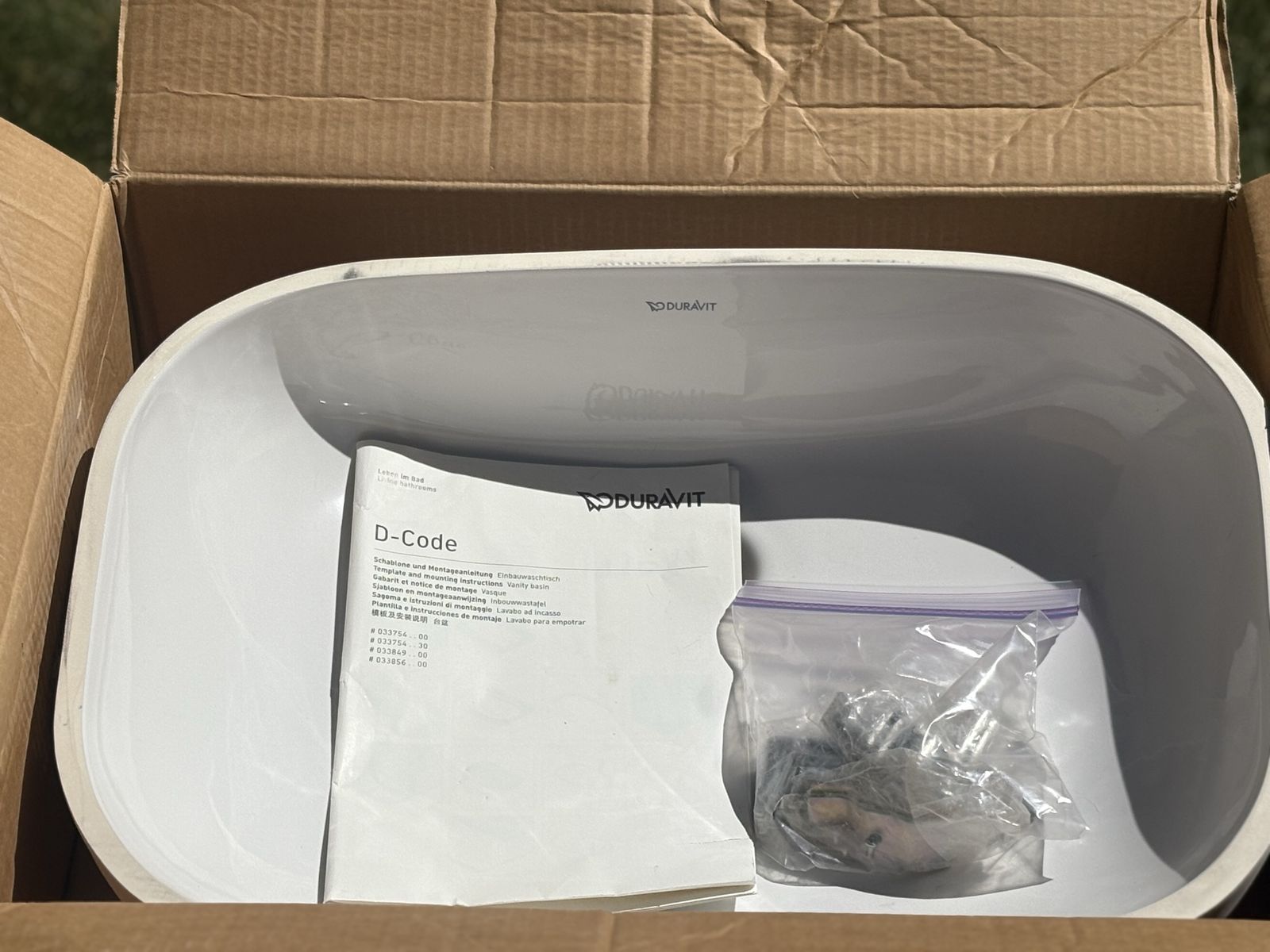 DURAVIT under mount White Vanity Basin Sink - New in Box - Ceramic Lavatory