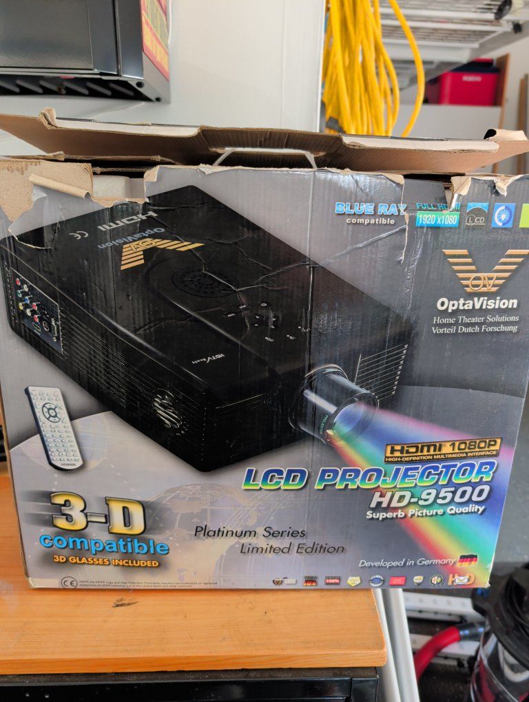 OptaVision HD-9500 1080P LCD Projector 3D Compatible with Box