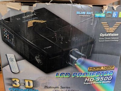 OptaVision HD-9500 1080P LCD Projector 3D Compatible with Box