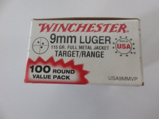 WINCHESTER BOX OF 100 9MM TARGET ROUNDS