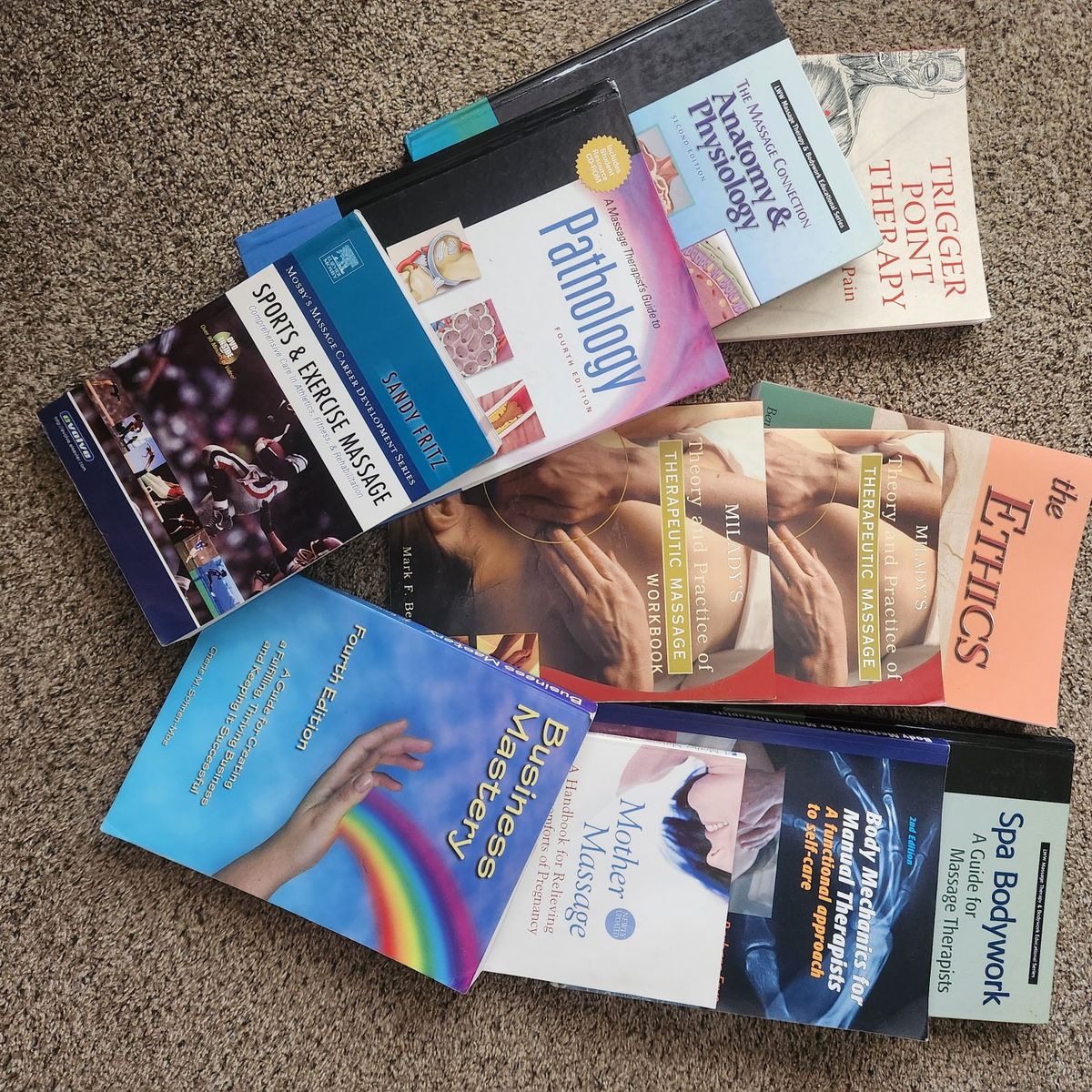Massage Therapy & Bodywork Textbooks Lot - Pathology, Anatomy, Sports Massage & Ethics