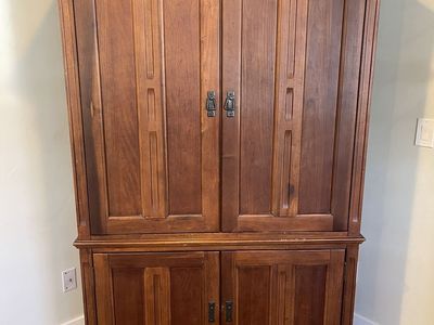 Large Wooden Entertainment Center TV Stand with Cabinet Doors