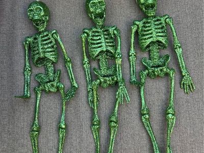 Green Glitter Resin Skeleton SET OF 3 from MODERN DISPLAY