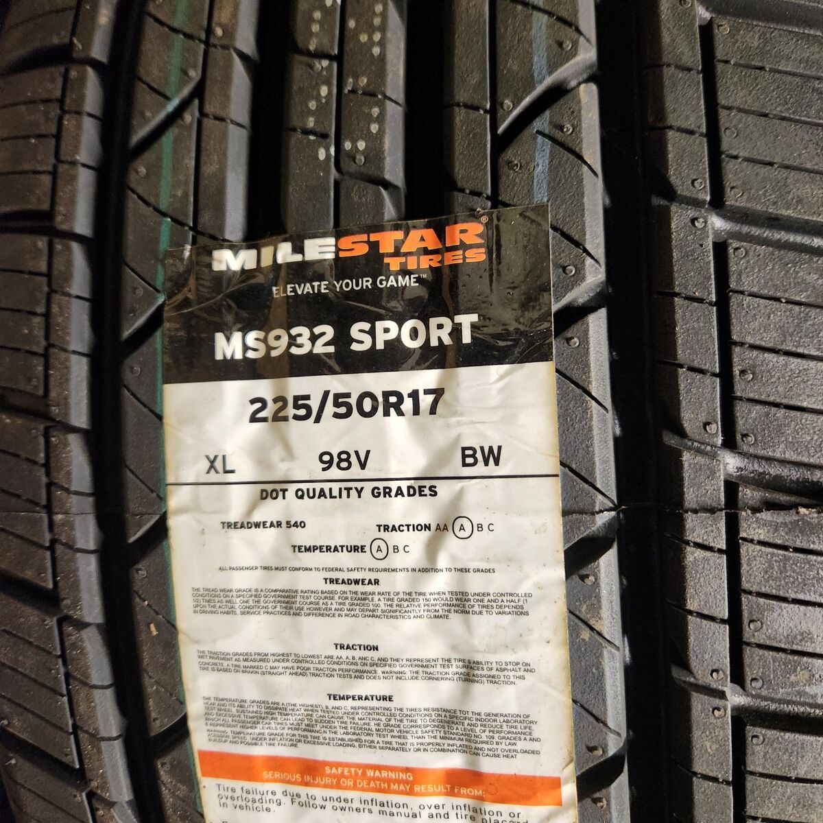 225/50r17 milestar ms932 sport