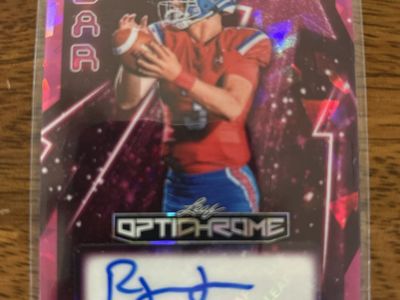 BYU Cougars Rookie Quarterback Ryder Lyons Leaf Optichrome Raise the Bar Auto 5/6 made Certified Autograph Football Card