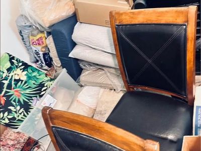 Set of four wood and black dining chair