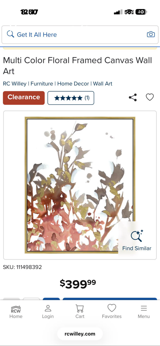 Modern Floral Framed Canvas Wall Art – Like New