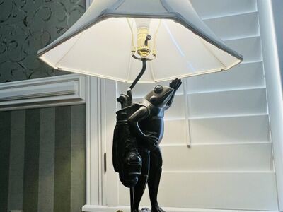 ART DECO GOLFING FROG BRONZE LAMP MAITLAND SMITH