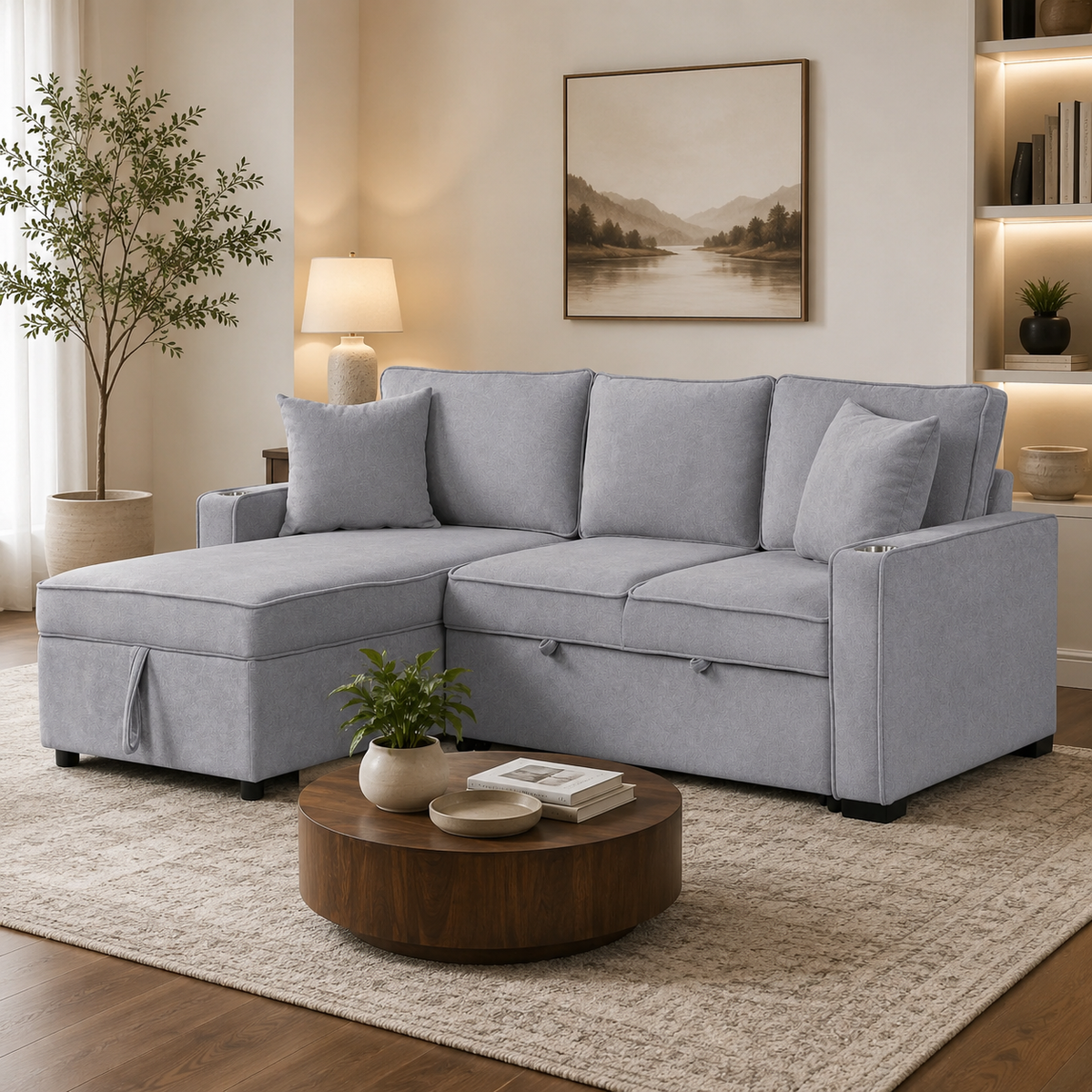 BACK TO SCHOOL SLEEPER SPECIAL – LUNAS DARK GREY 2-PIECE PULL-OUT BED SECTIONAL