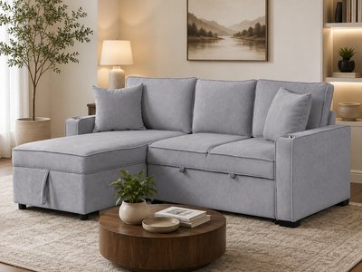 BACK TO SCHOOL SLEEPER SPECIAL – LUNAS DARK GREY 2-PIECE PULL-OUT BED SECTIONAL