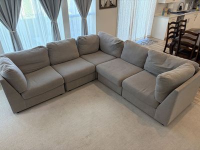 Large Gray Fabric Sectional Sofa