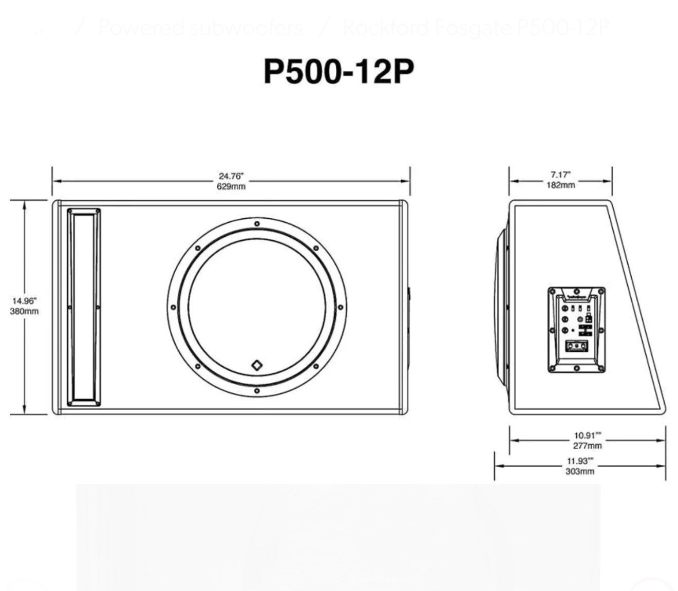 Rockford Fosgate P500-12P car or truck 12” 12 inch Subwoofer Sub with built-in 500 watt amp