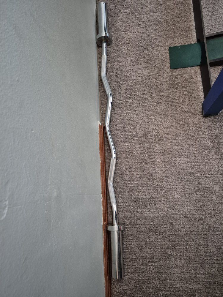 Chrome Olympic EZ Curl Bar for Weightlifting