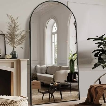 Antok 78 x 38 Arched Floor Mirror with Stand