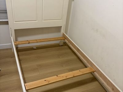 White Wood Twin Size Bed Frame & Box Spring - Headboard & Footboard Included