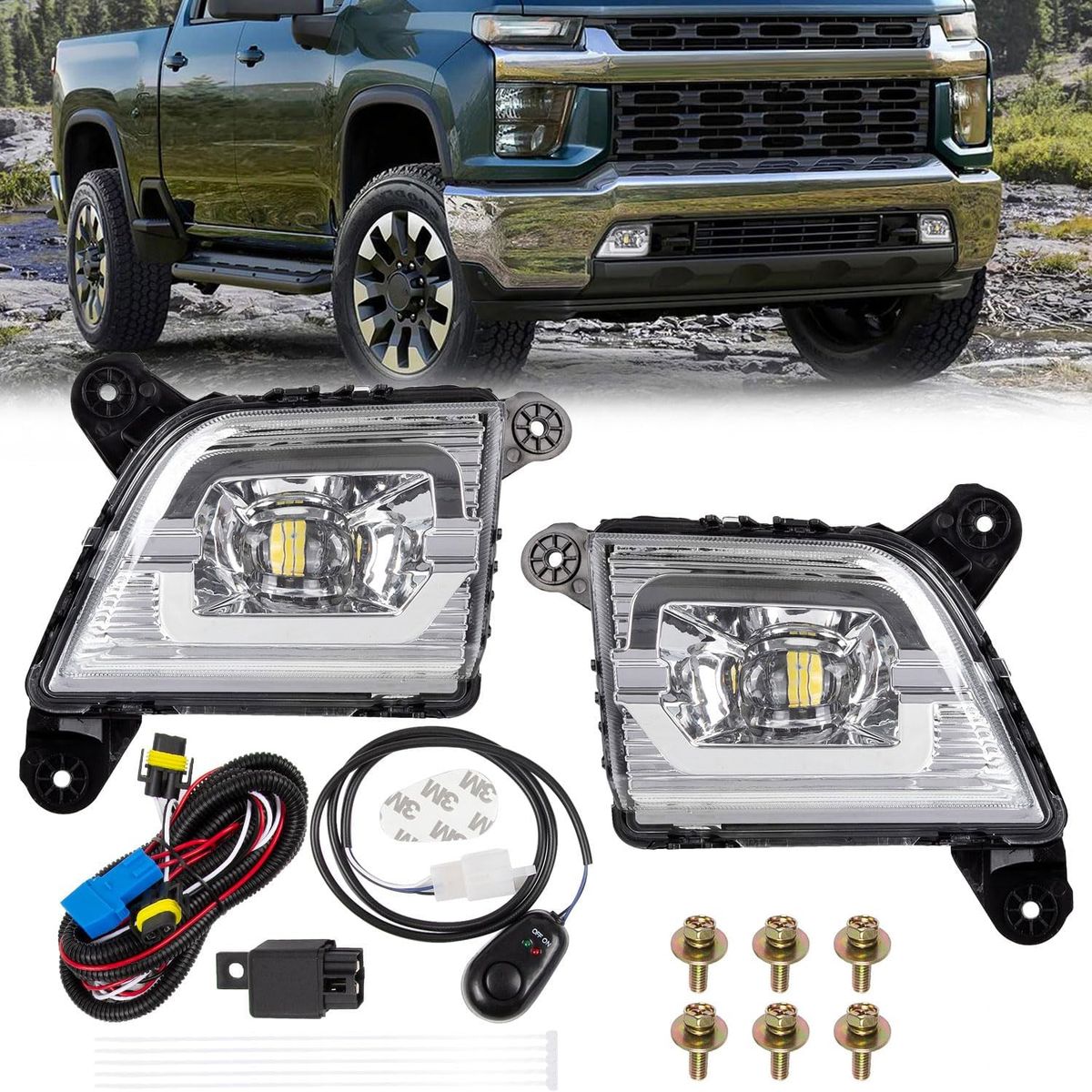 2019-2023 Chevy Silverado 1500 2500HD 3500HD- LED Fog Lights (Pair)