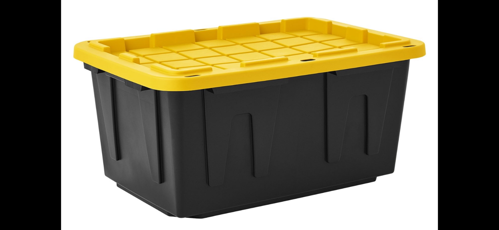 Set of 2 - 27 Gallon Heavy-Duty Black and Yellow Storage Tote, 20.6" D x 30.6" W x 14.3" H