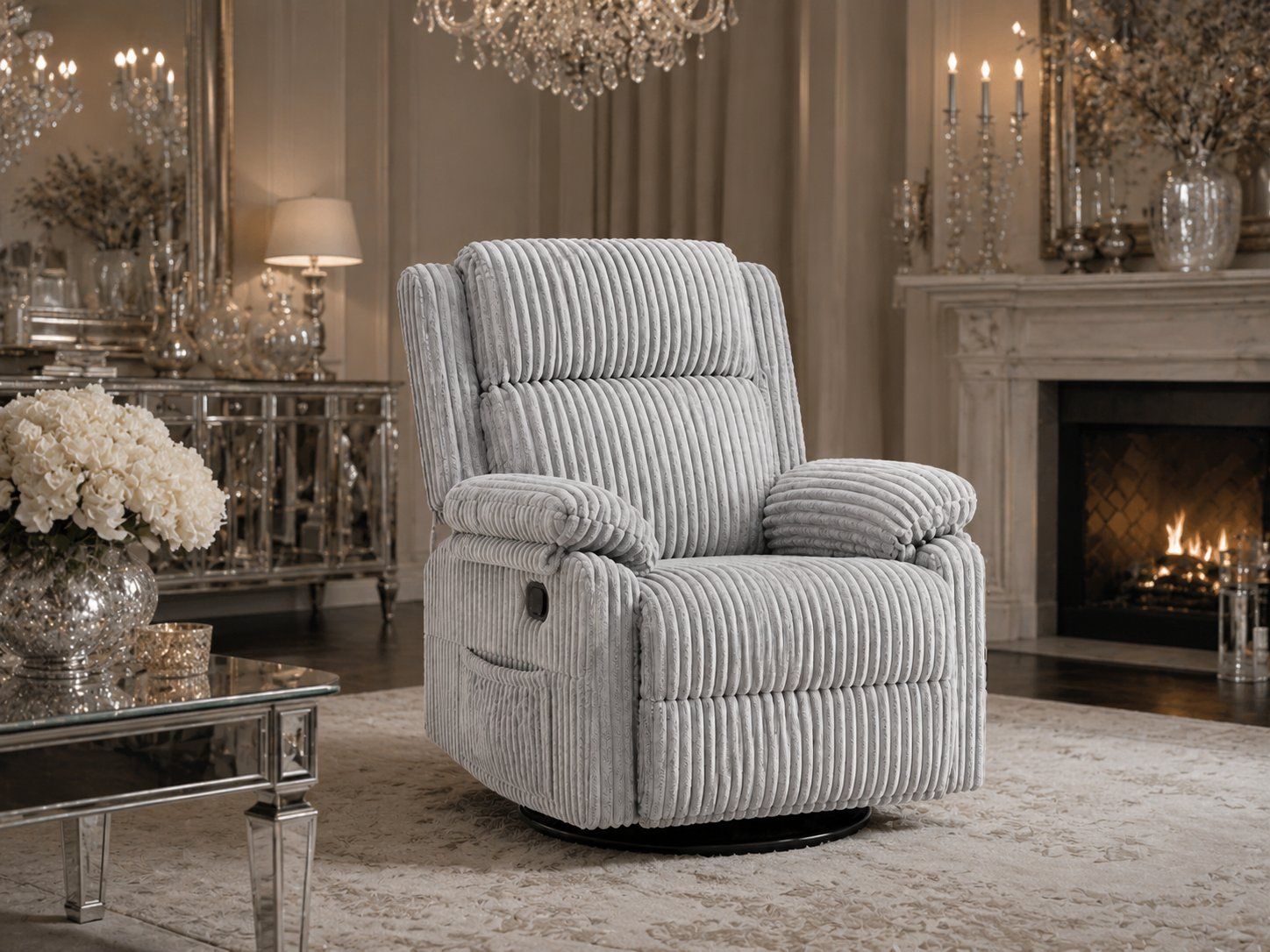 GRAY 3-IN-1 SWIVEL ROCKER RECLINER CHAIR – BRAND NEW