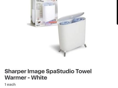 Sharper Image SpaStudio White Extra-Large Towel Warmer with Rapid-Heat & Aromatherapy
