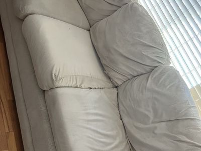 Comfortable Beige Fabric Couch - Gently Used Loveseat/Sofa