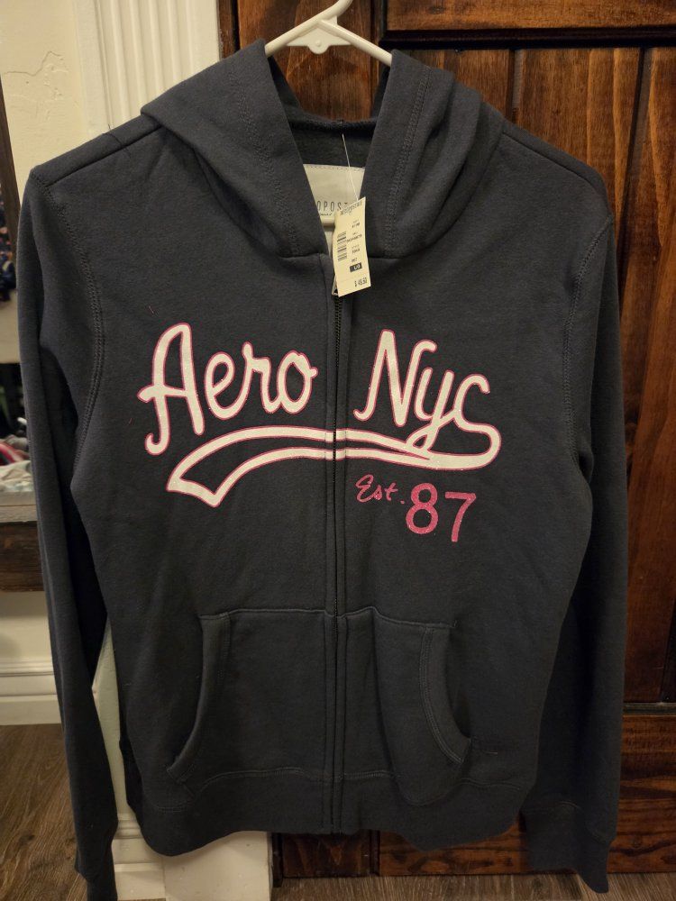 Aeropostale Women's Gray Full-Zip Hoodie "Aero Nyc Est. '87" - Size L/G - New with Tags