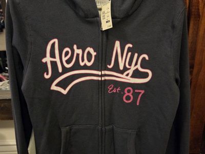 Aeropostale Women's Gray Full-Zip Hoodie "Aero Nyc Est. '87" - Size L/G - New with Tags
