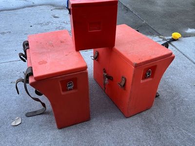 Various Horse Equipment -- Pannier Boxes, Leather Hobbles, Halter, hocks