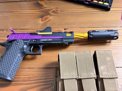 Novritsch SSP-5 Airsoft Pistol CUSTOM - Purple/Gold Accents with BB Tracer & Holosight