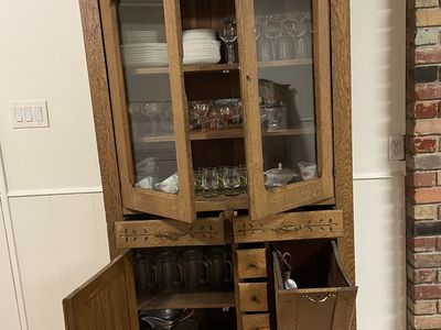 Versatile Antique Glass-Wood Hutch