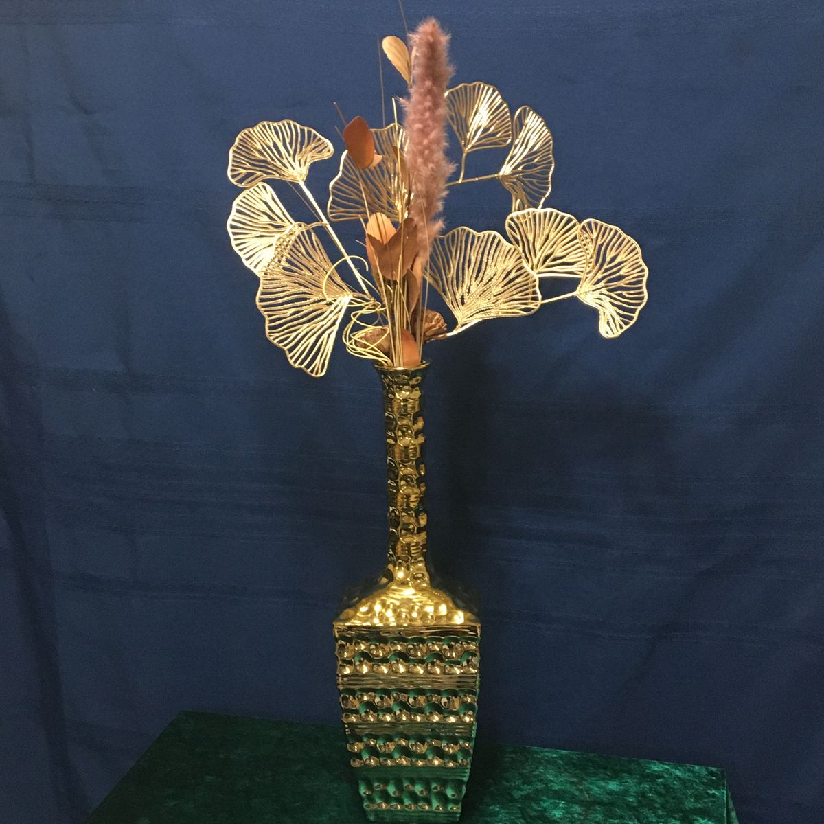 Gold Colored Ceramic Vase 18 1/2" Tall