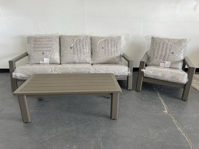 NEW COSTCO 3-PIECE OUTDOOR PATIO CHAIR AND TABLE SET