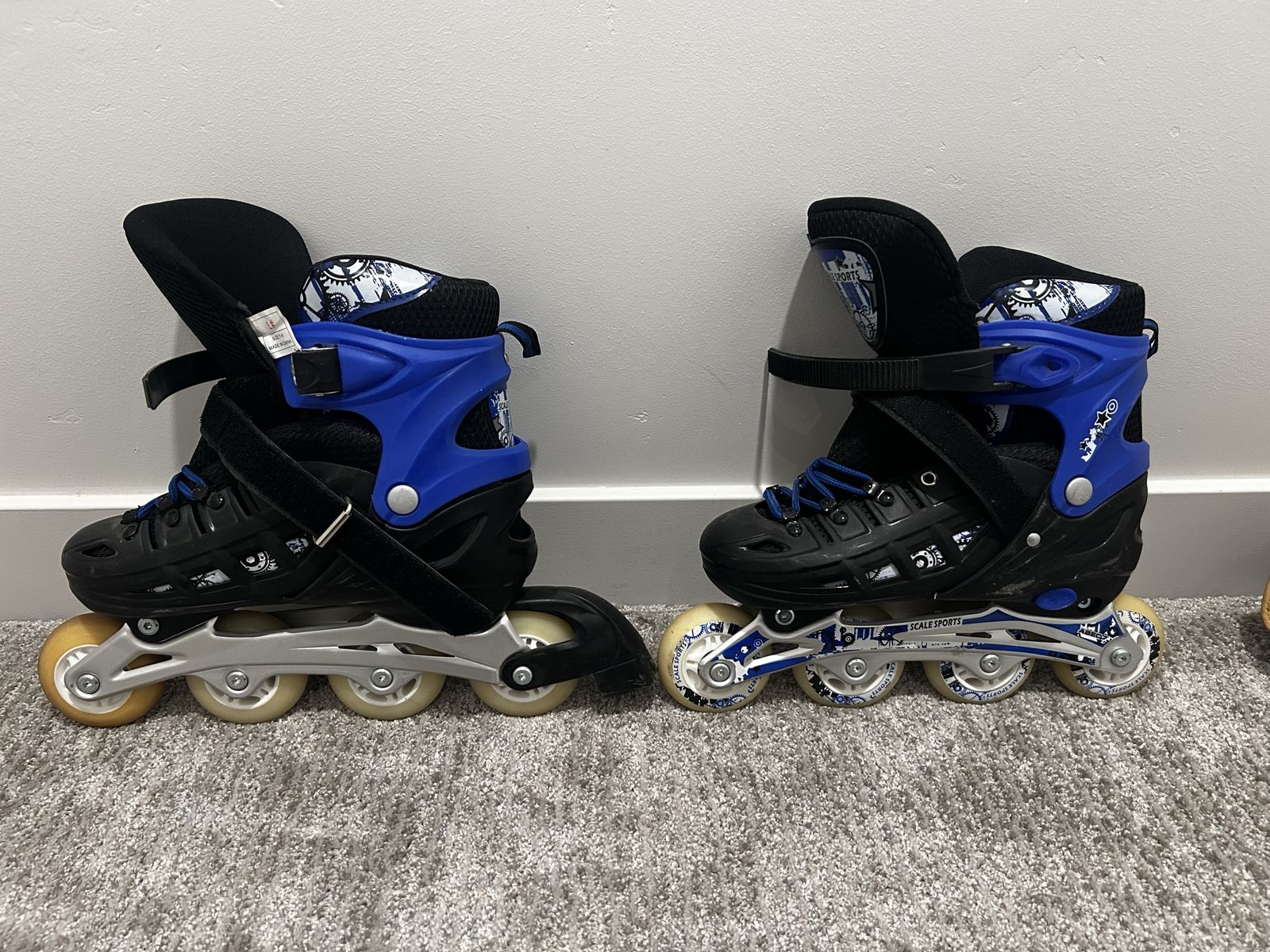 Scale Sports Adjustable Inline Rollerblades - Blue/Black, Youth Size 7-9
