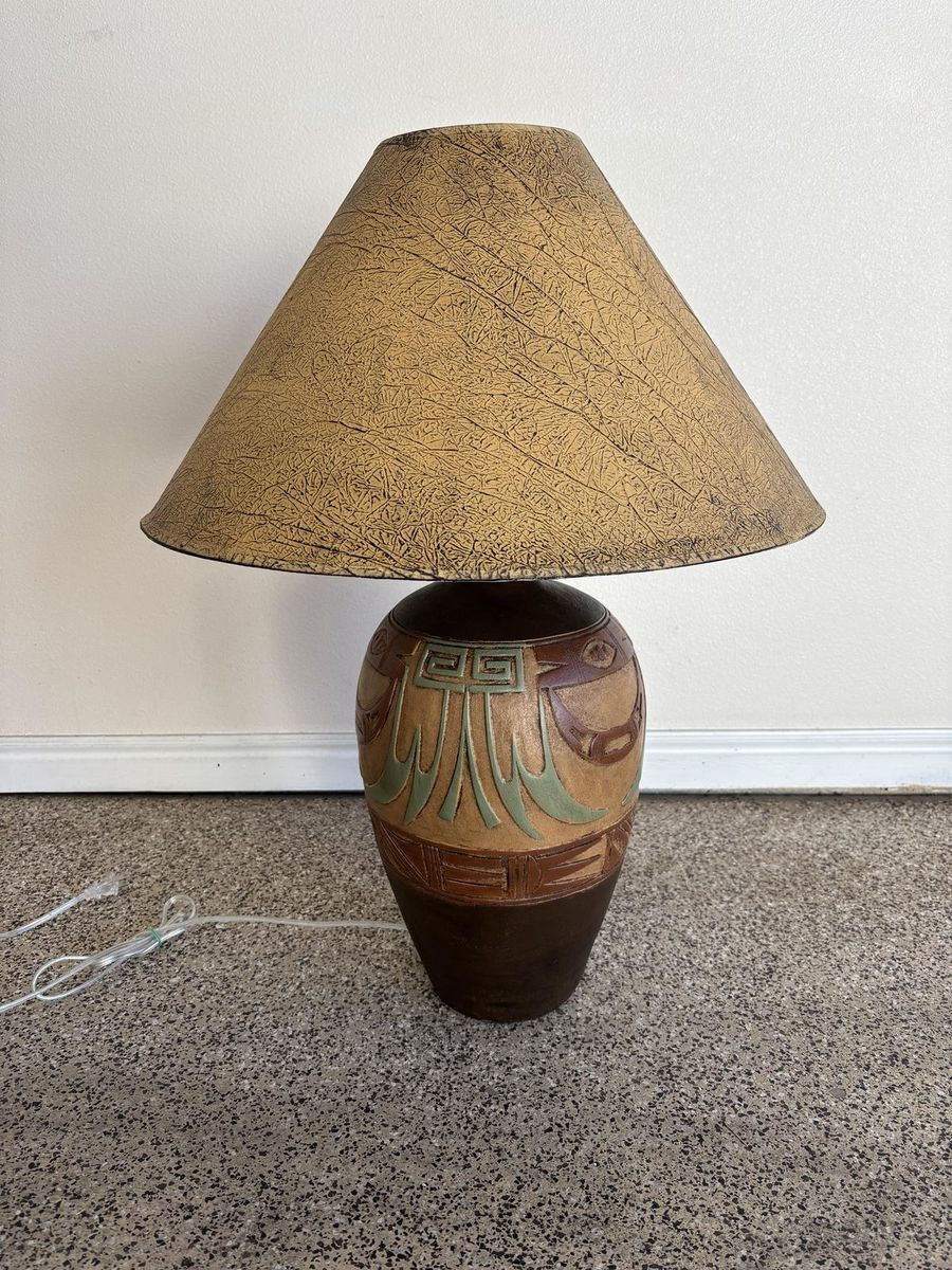 Southwest Ceramic Table Lamp w/ Parchment Shade