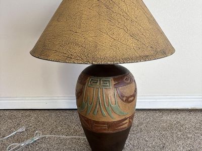 Southwest Ceramic Table Lamp w/ Parchment Shade