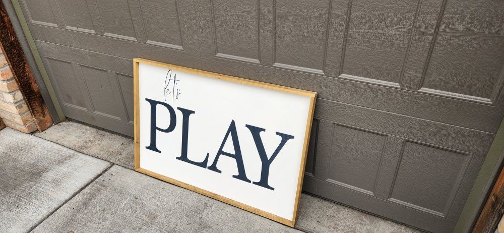 "Let's Play" Oversized Artwork in Wood Frame