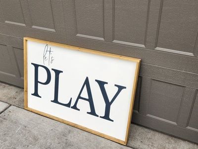 "Let's Play" Oversized Artwork in Wood Frame
