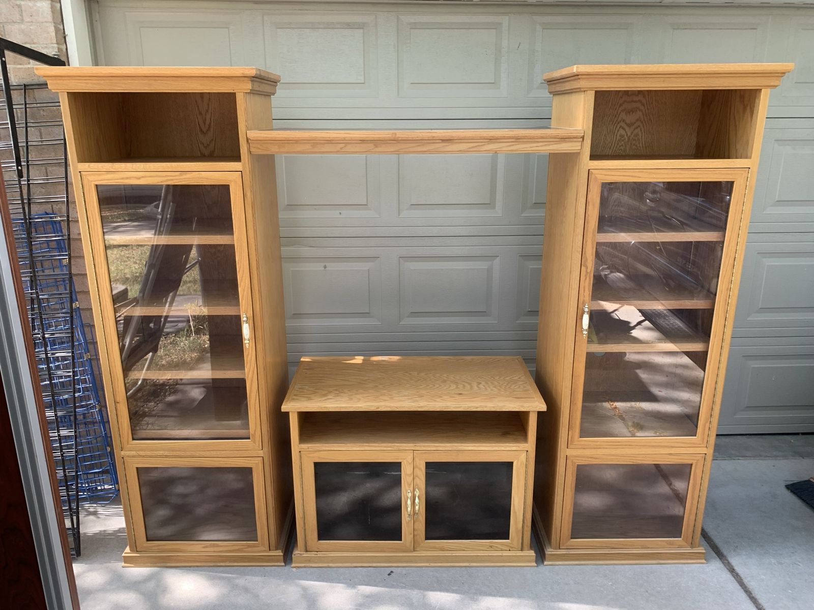 Home entertainment center cabinet. Oak custom made.