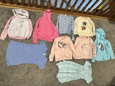Size 7/8 girls sweatshirts, long night shirt
