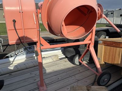 Portable Electric Cement Mixer - Orange/Red, Heavy-Duty for Concrete & Mortar