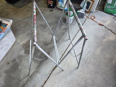 Heavy-Duty Metal Sawhorses - Pair of Two, Sturdy Construction for Workshop/Job Site