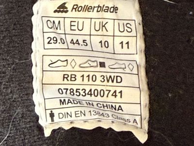 Rollerblade RB 110 3WD Inline Skates - Men's US 11 / EU 44.5 / UK 10