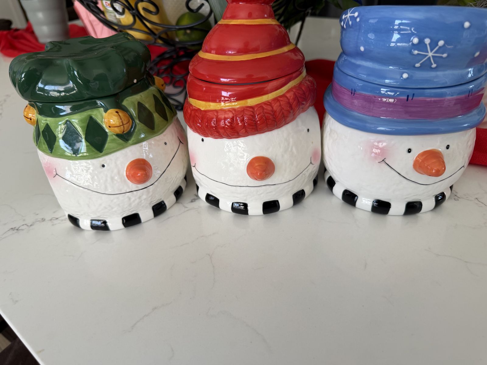3 Snowman Cookie jars