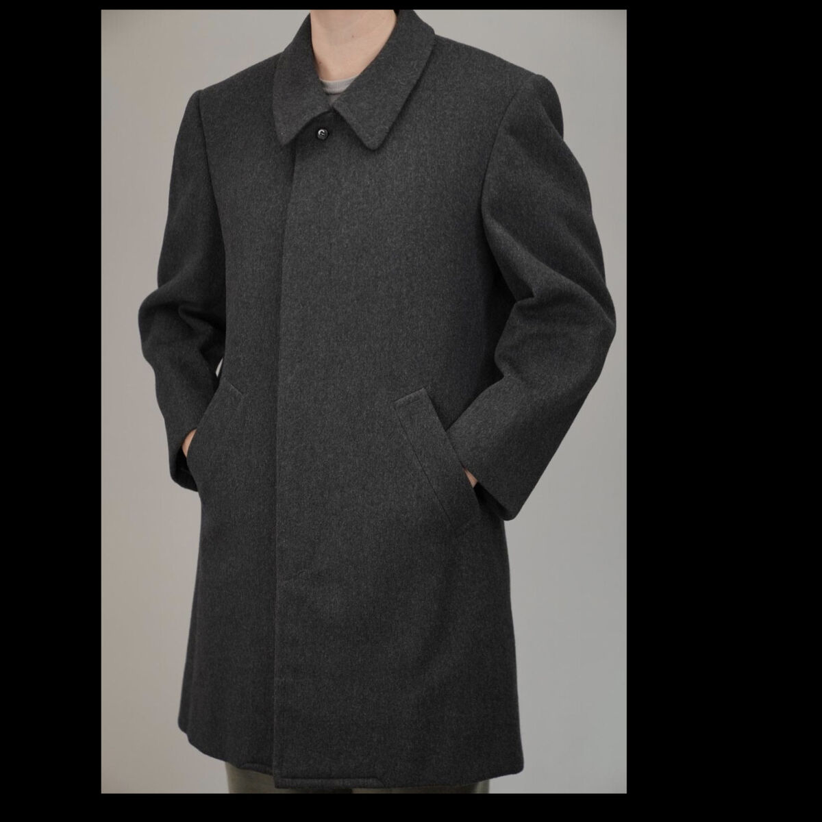 Men's Charcoal Wool Trench Coat