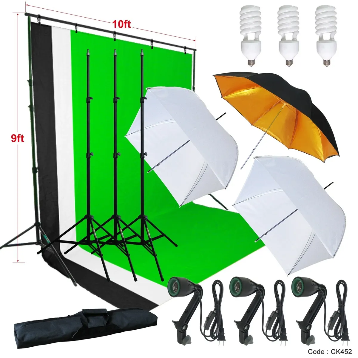 Photography Studio Lighting with Backdrop stand Muslin Set Photo Light Kit