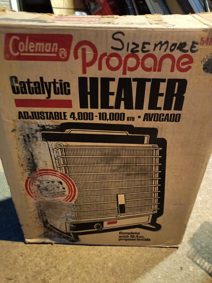 Coleman propane heater, 4k to 10k btu
