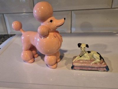 Pink Poodle & Dog on Pillow
