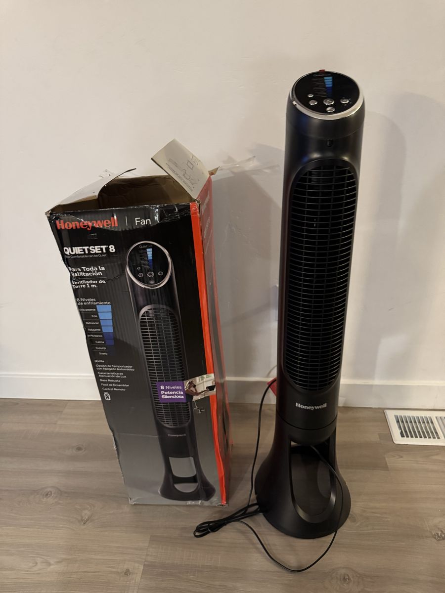 Honeywell QuietSet Whole Room Tower Fan, Oscillating Tower Fan with Remote, Black