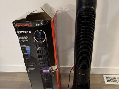 Honeywell QuietSet Whole Room Tower Fan, Oscillating Tower Fan with Remote, Black